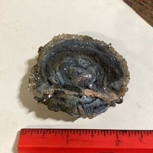 925 blue druzy chalcedony stone brooch.